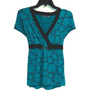 APT 9 whimsical tie back blouse, sm/petite EUC